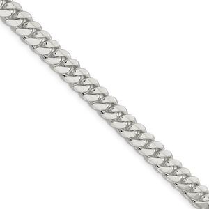 Mens 7.25mm Sterling Silver Solid Domed Curb Chain Necklace, 22 Inch